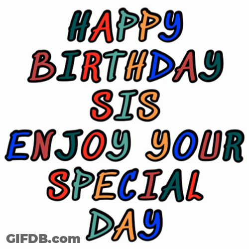 Colorful Glittering Happy Birthday Sis Message GIF