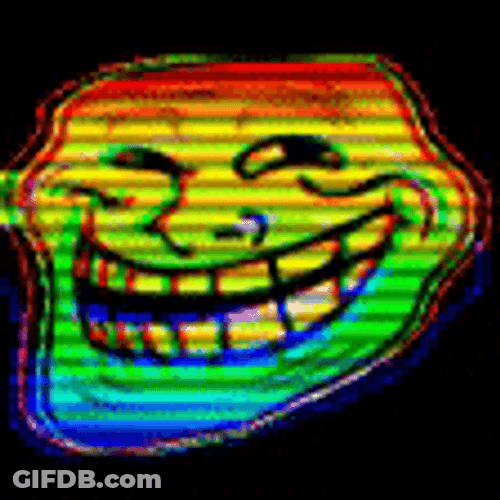 Colorful Grinning Troll Face GIF