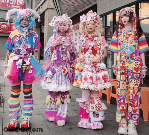 Colorful Group In Front Of Sign A GIF
