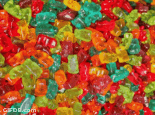Colorful Gummy Bears Saying Strawberry GIF