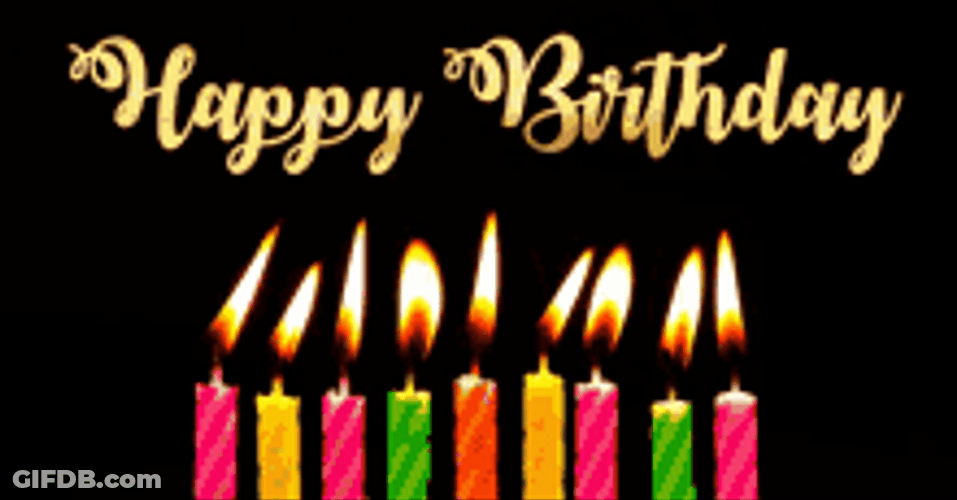 Colorful Happy Birthday Candles In The Dark GIF