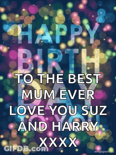 Colorful Happy Birthday Card For Mum GIF