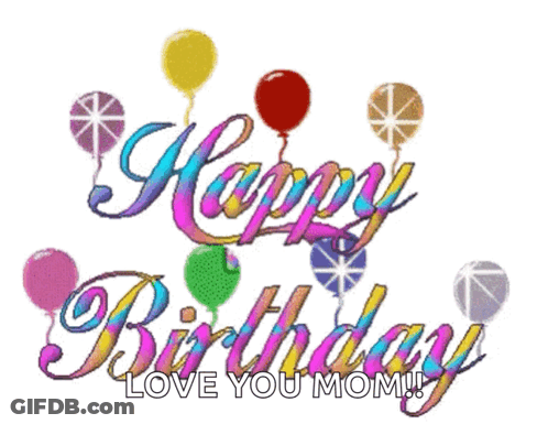 Colorful Happy Birthday Greeting Card With Balloons And Candy GIF