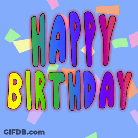 Colorful Happy Birthday Greeting Card With Confetti GIF