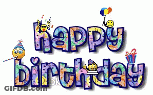 Colorful Happy Birthday Sign With Smiley Faces GIF