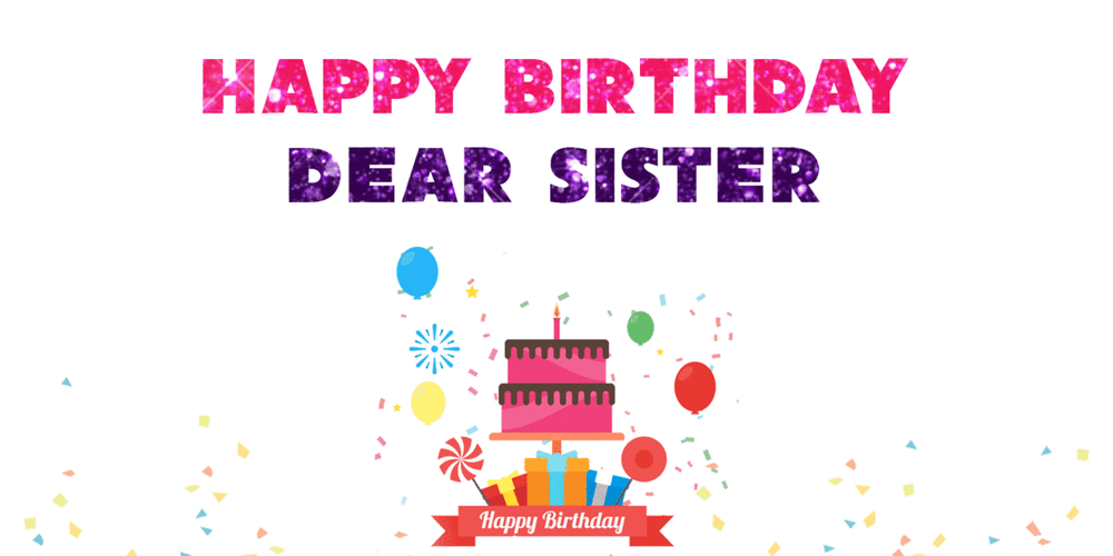 Colorful Happy Birthday Sister GIF