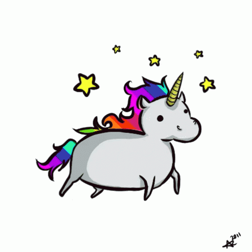 Colorful Happy Birthday Unicorn Running GIF