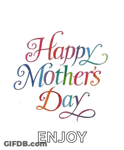 Colorful Happy Mothers Day Card With Hearts GIF