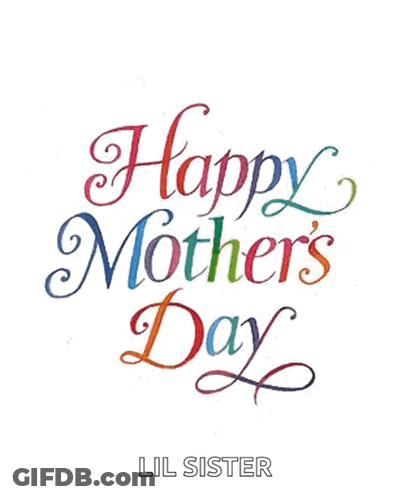 Colorful Happy Mothers Day Card With Hearts GIF