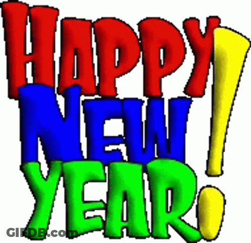 Colorful Happy New Year Red Blue Green Letters GIF