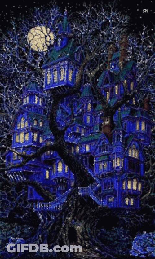 Colorful Haunted House GIF