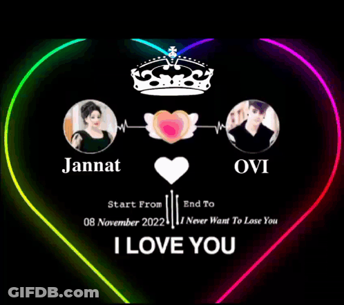 Colorful Heart With Jannat And Ovi GIF