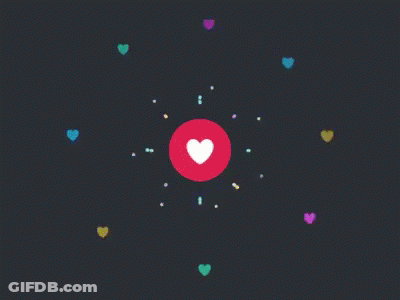 Colorful Hearts Surrounding Purple Object GIF