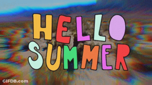 Colorful Hello Summer Sign On Desert Background GIF