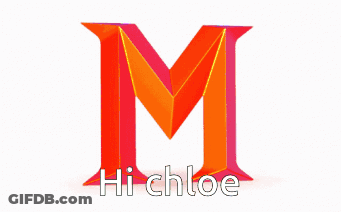 Colorful Hi Chloe Logo With Yellow Letter M GIF