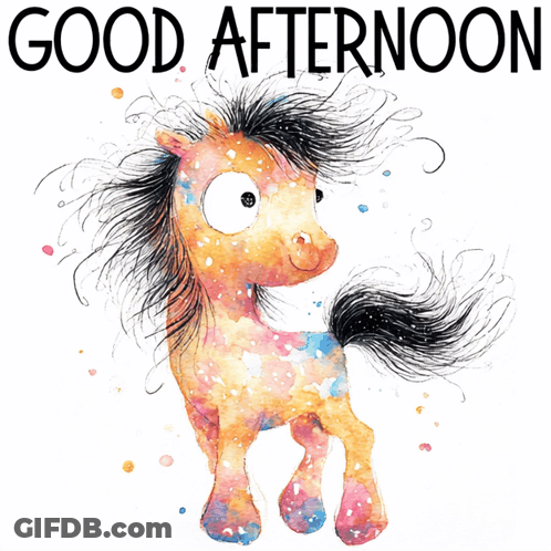 Colorful Horse Saying Good Afternoon GIF