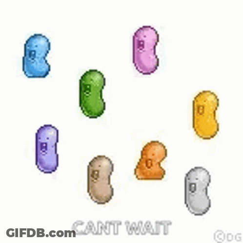 Colorful Jelly Beans With Faces GIF
