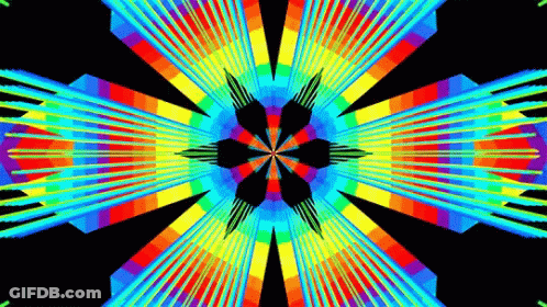 Colorful Kaleidoscope With Black Center GIF