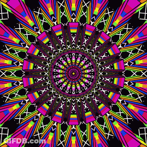Colorful Kaleidoscope With Circle In Center GIF