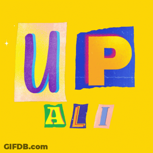 Colorful Letters Up Ali On Yellow Background GIF