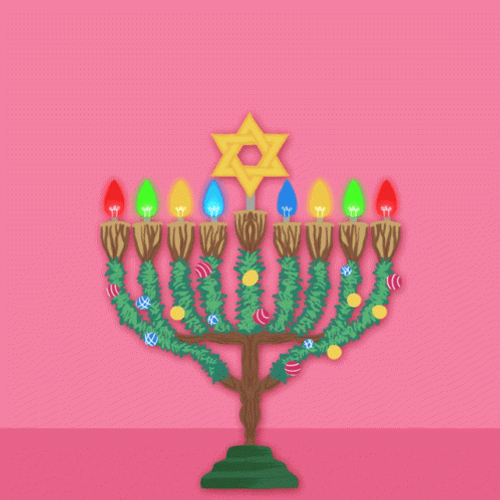 Colorful Light Happy Hanukkah GIF