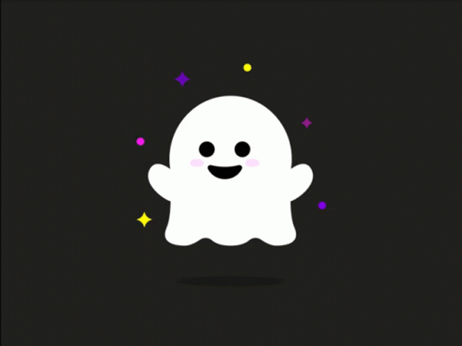 Colorful Lights Surrounding Cute Ghost GIF