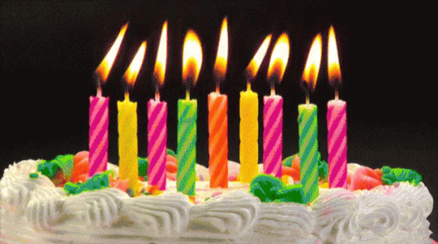 Colorful Lit Birthday Bougie GIF