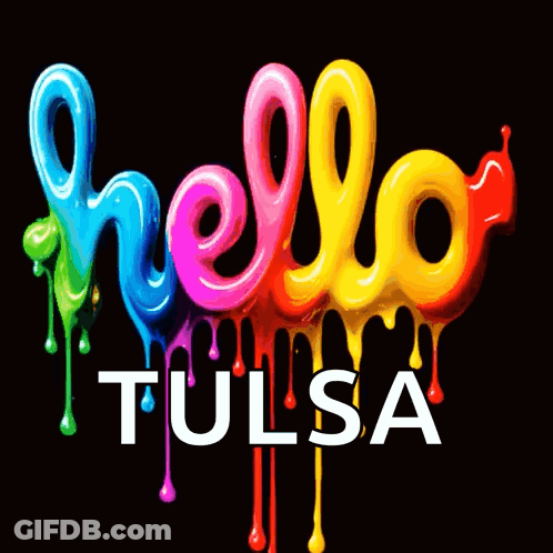 Colorful Logo Saying Hello Tulsa GIF