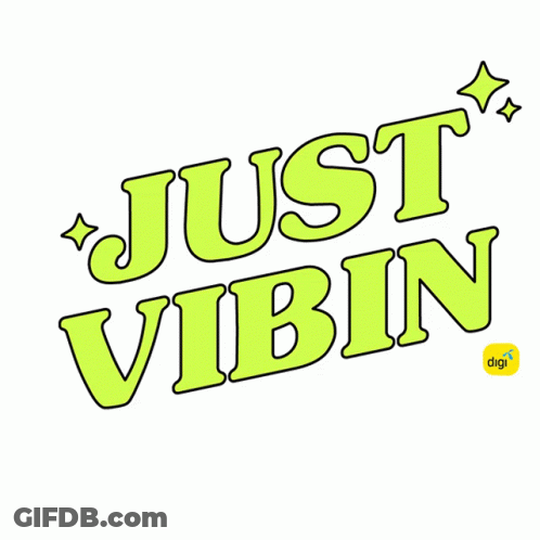 Colorful Logo Saying Just Vibin With Digi Logo GIF