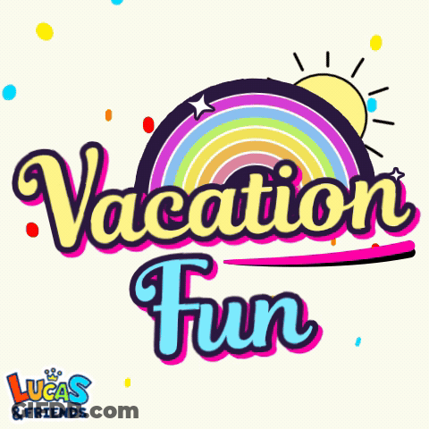 Colorful Lucas And Friends Vacation Fun Logo GIF