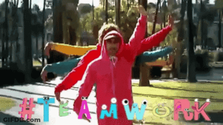 Colorful Men In Line Hashtag Team Work GIF