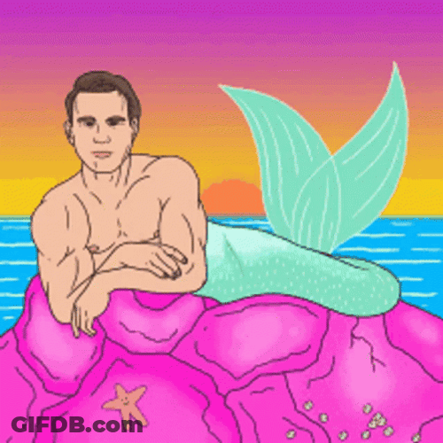 Colorful Mermaid Man GIF
