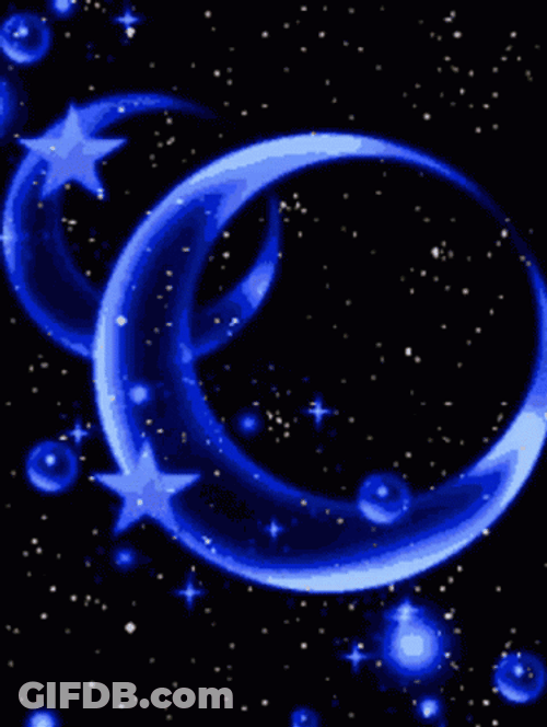 Colorful Moon Animated Stars GIF