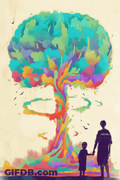 Colorful Mushroom Cloud Psychedelic GIF