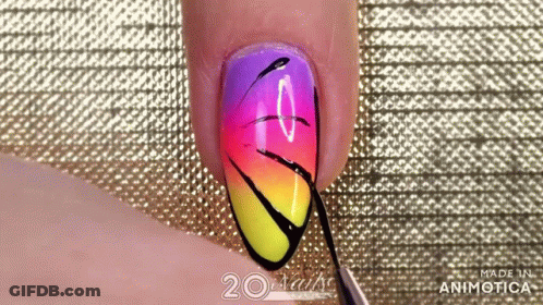 Colorful Nail Design Close-Up GIF