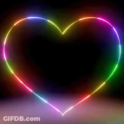 Colorful Neon Heart On Black GIF