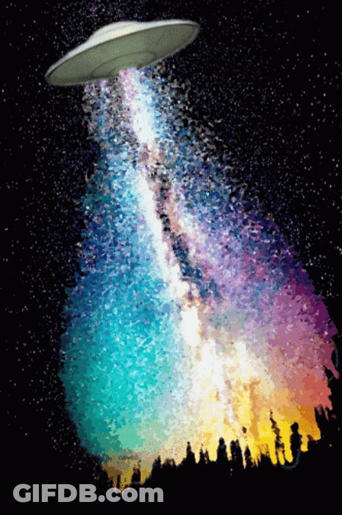 Colorful Night Sky Ufo GIF