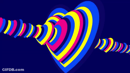 Colorful Optical Illusion Heart Blue Background GIF