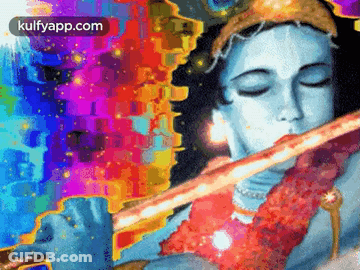 Colorful Painting Of Person Playing Flute GIF