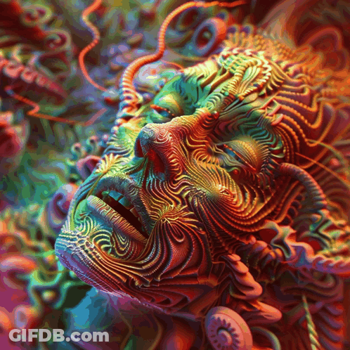 Colorful Painting Of Person's Face With Swirl Pattern GIF