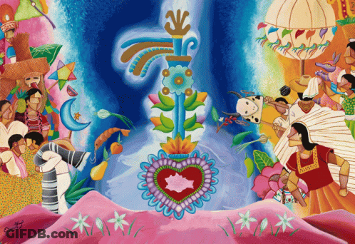 Colorful Painting With Heart And Sword GIF
