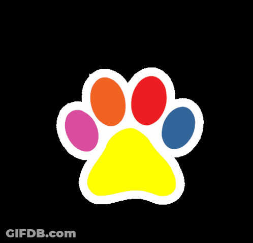 Colorful Paw Print Saying Py Hunting GIF