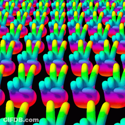 Colorful Peace Signs Lined Up On Black GIF