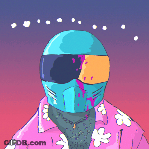 Colorful Person In Helmet And Pink Shirt Saying Paradise GIF