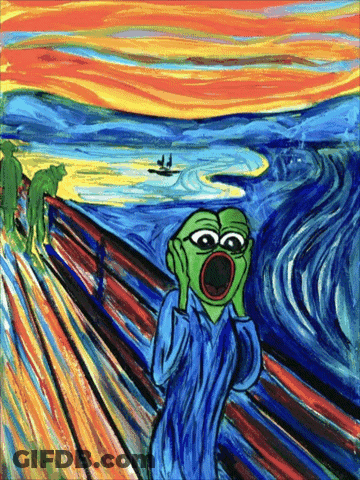 Colorful Person With Green Face And Boat GIF