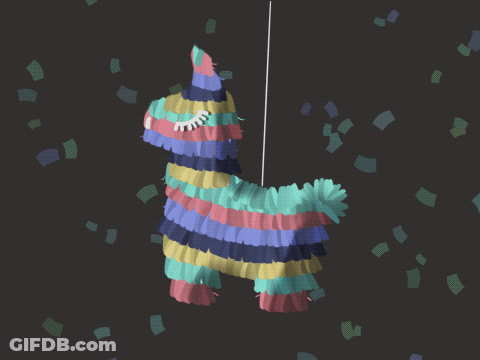 Colorful Piñata Hanging With Confetti GIF