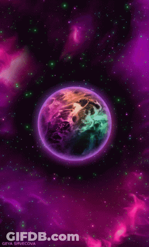 Colorful Planet Rotating GIF