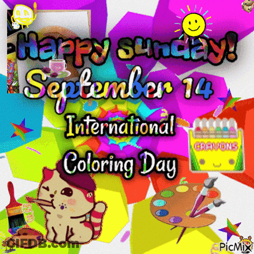 Colorful Poster Says Happy Sunday September 14 GIF