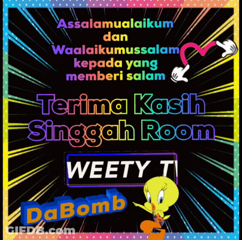 Colorful Poster With Tweety Assalamualaikum Dan Waalaikumussalam Kepada Yang Memberi Salam Terima Kasi GIF
