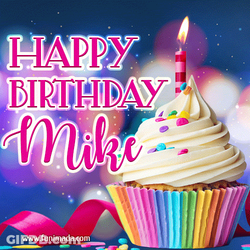Colorful Rainbow Cupcake Happy Birthday Mike GIF